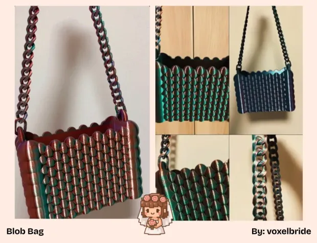3D printed Blob Bag handbag with chain strap