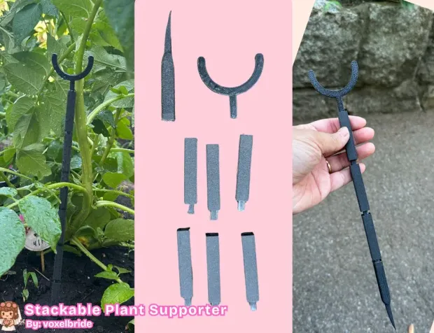 Stackable 3D printed plant supporter stakes